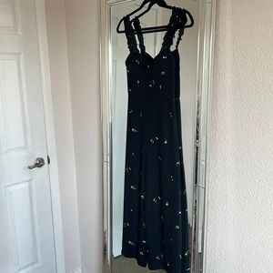 Navy blue jumpsuit with floral